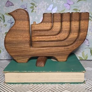 Swedish Wooden Dove Candelabra MCM Articulated Swing Arm (5) Candle Holder Taper